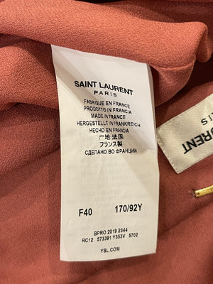 Saint Laurent Pink Silk Pleated Mini Dress with Gold Start Prints FR 40 (UK 12)