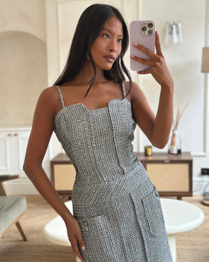 Chanel 14/C Navy Strap Tweed Midi Dress with Pocket Detail Size FR 40 (UK 12) RRP £2,200