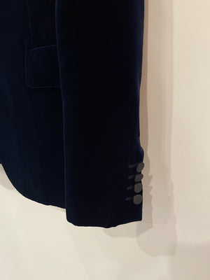 Saint Laurent Deep Blue Velvet Blazer Jacket Size FR 38 (UK 10) RRP £2,650