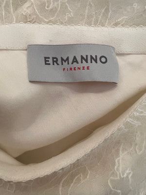 Ermanno Scervino White Wool and Lace Cardigan and Skirt Set with Sequin Embellishments Size IT 38 (UK 6)