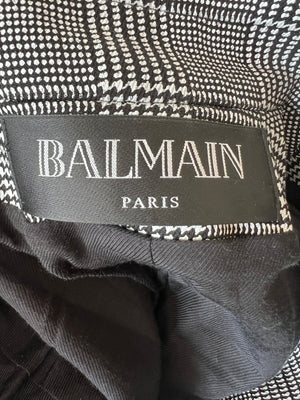 Balmain Black & White Checked Cotton Blazer with Gold Buttons Size FR 36 (UK 8)