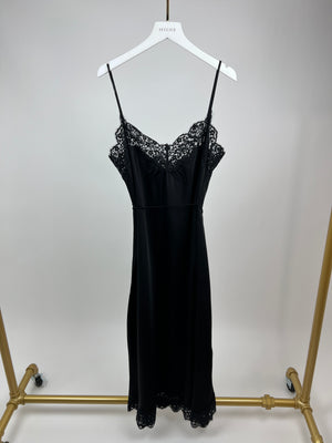 Zimmermann Black Lace Panel Slip Midi Dress with Tie Waist Detail Size 1 (UK 10)