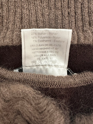 Christian Dior Brown and Taupe Knitted Vest Top and Cardigan with Mohair Embroidery Set Size FR 40/42 (UK 12/14)