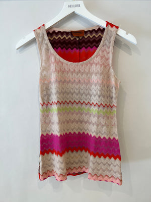 Missoni Light Pink Wool Zigzag Tank Top Size IT 38 (UK 6)