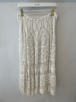 Alix Pinho White Crochet Top and Maxi Skirt Set Size UK 8