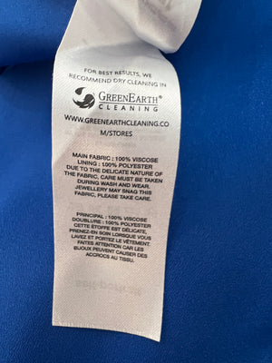 Self Portrait Blue and White Satin Polka Dot Short-Sleeved Maxi Dress with Rouching Detail Size UK 12