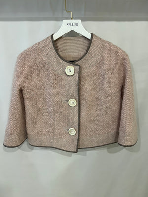 Louis Vuitton Pink Wool Tweed Jacket with Gold Detailing Size FR 38 (UK 10)