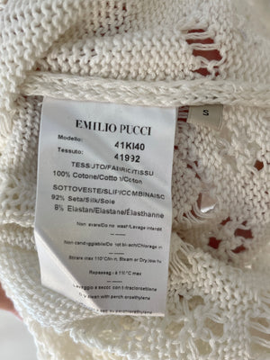 Emilio Pucci Cream Crochet Mini Dress with Tassel Detailing Size S (UK 8)