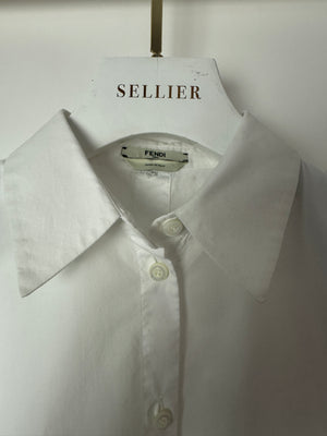 Fendi White Short-Sleeve Bowling Shirt with Logo Detail Size IT 40 (UK 8)