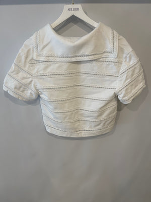 Chanel White Blouse with CC Logo Embroideries Size FR 34 (UK 6)