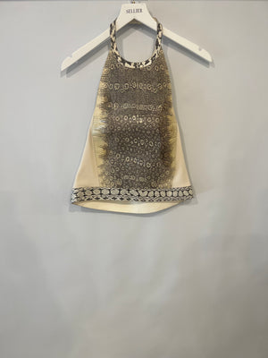 Salvatore Ferragamo Cream Lizard and Snake Lambskin Backless Top Size IT 40 (UK 8)