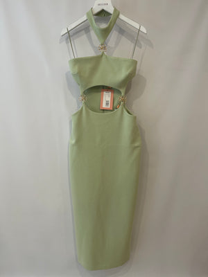 Cult Gaia Pastel Green Olivia Cut-Out Dress with Gold Details Size 0 (UK 4) RRP £929