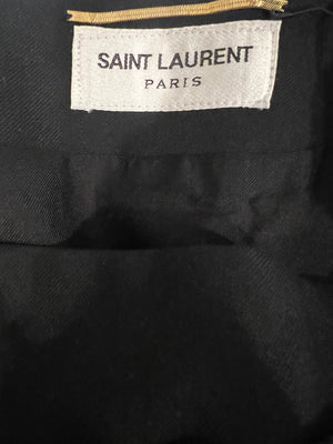 Saint Laurent Black Wool Pleated Mini Skirt with Front Knot Detail Size FR 38 (UK 10)