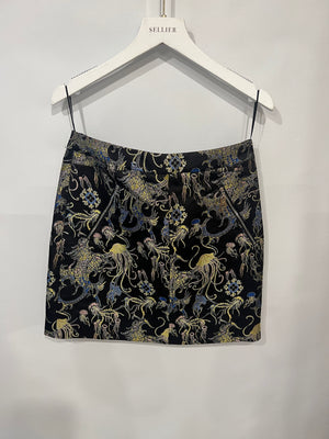 Louis Vuitton Black Mini Skirt with Multi-Colour Metallic Jellyfish Print and Silver LV Logo Zipper DetailsSize FR 36 (UK 8)