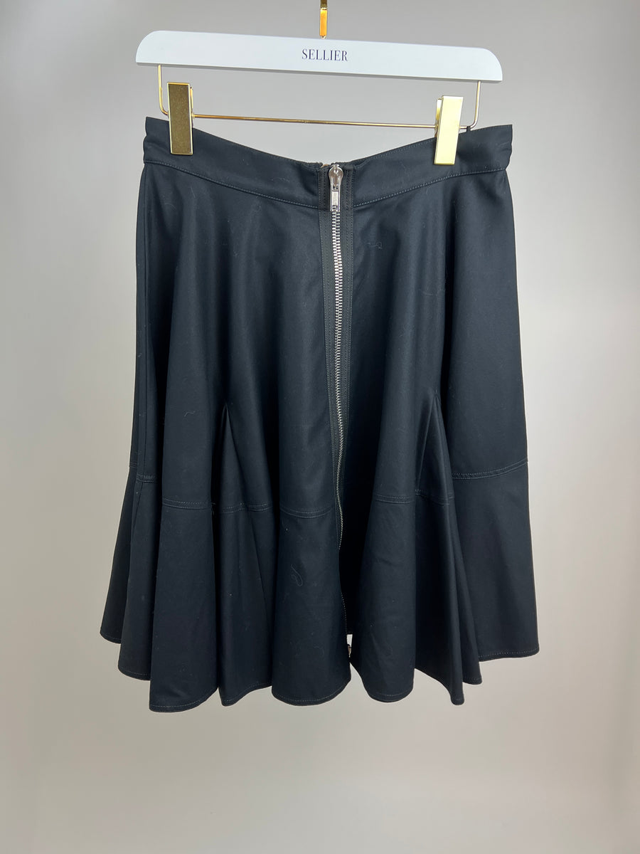 Givenchy Black Midi Skirt with Zip Detail Size FR 42 (UK 14)