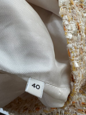 Alessandra Rich Beige, Yellow and Orange Tweed Midi Skirt Size IT 40 (UK 8)