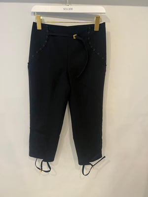 Jacquemus Black Le Caraco Trousers with Button and Buckles Details Size FR 38 (UK 10)