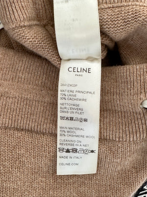 Celine Tan Cashmere Joggers with Cuffed Hems and Logo Tie Size S (UK 8)