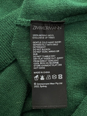 Zimmermann Green Merino Wool High-Neck Jumper Size 0 (UK 6)