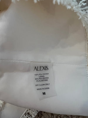 Alexis Cream and Butter Yellow Tweed Cropped Top with Fringe Trim Detail Size M (UK 10)