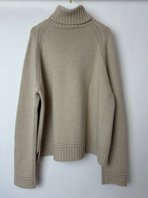 Loro Piana Beige Cashmere Long Sleeve Jumper with High Neck Size M (UK 10)