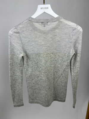 Chanel Grey Round Neck Long Sleeve Top with Quilted Pocket Detail FR 34 (UK 6)