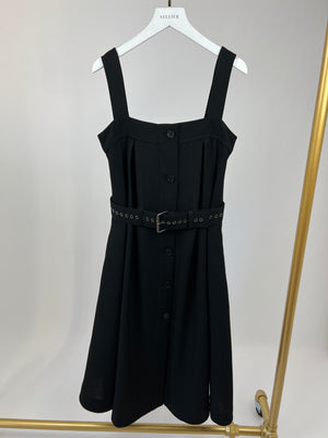Christian Dior Black Wool Blend Sleeveless Midi Dress with Belt Size FR 34 (UK 6)