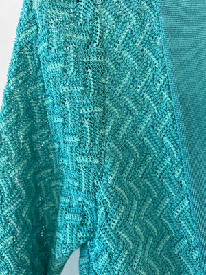 Missoni Turquoise Blue Silk Crochet Long Cardigan Size IT 38 (UK 6)