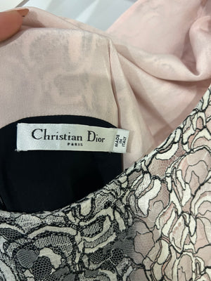 Christian Dior Black and Baby Pink Lace Mini Dress Size FR 40 (UK 12)