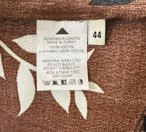 Racil Brown Mara Cupro Pleated Floral Skirt FR 44 (UK 16)