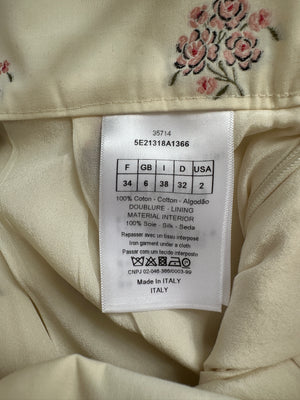Christian Dior Cream and Pink Floral Print High-Waisted Mini Skirt with Pleated Detail Size FR 34 (UK 6)