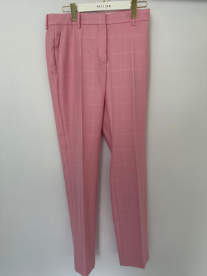 Calvin Klein Candy Pink Check Suit Jacket and Straight Let Trousers Set Size FR 38 (UK 10)