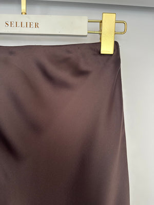 Norma Kamali Brown Satin Midi Skirt Size S (UK 8)