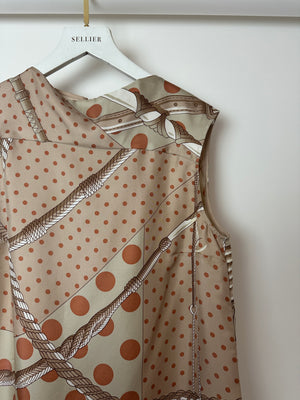 Hermès Beige, Cream Silk 'Clic Clac à Pois' Print Pyjama Top & Trouser Set Size FR 38 (UK 10)