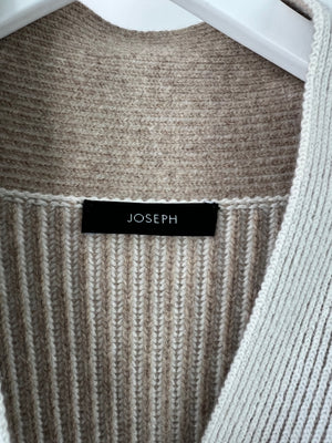 Joseph Beige and White Merino Wool Longline Cardigan Size XS (UK 4)