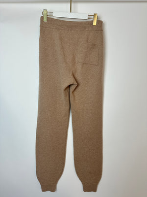 Celine Tan Cashmere Joggers with Cuffed Hems and Logo Tie Size S (UK 8)