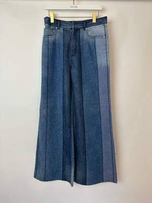 Christian Dior Blue Panelled Stitched Straight Leg Jeans Size FR 40 (UK 12)
