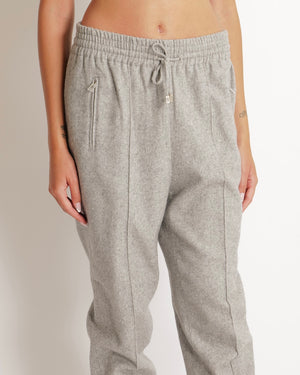 Ermanno Scervino Grey Wool Elasticated High-Waist Trousers with Logo Zip Details Size IT 42 (UK 10) RPP £800