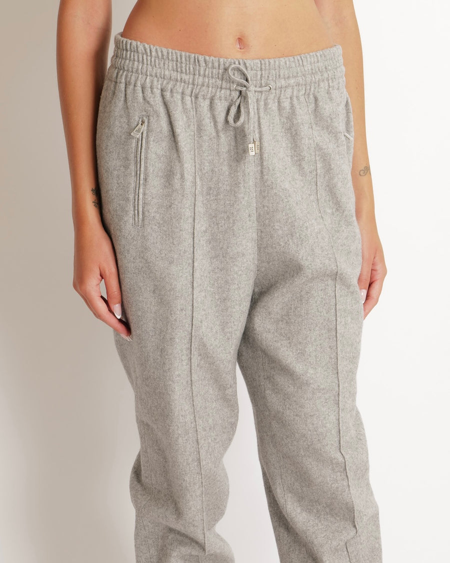 Ermanno Scervino Grey Wool Elasticated High-Waist Trousers with Logo Zip Details Size IT 42 (UK 10) RPP £800