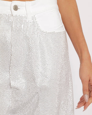 Golden Goose White Crystal Embellished Wide-Leg Jeans Size 26 (UK 8) RRP £1,000