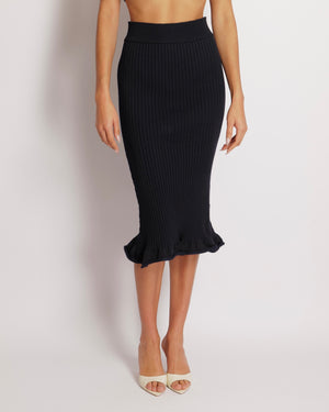 Louis Vuitton Navy and White Knit Crystal Embellished Top and Skirt Set Size S/L (UK 8/12)