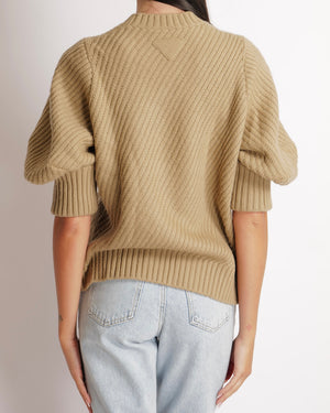 Prada Beige Cashmere Knit Puff-Sleeve Jumper Size IT 40 (UK 8) RRP £1,850