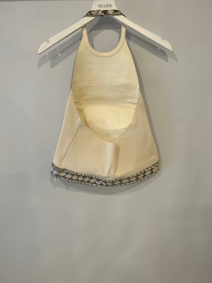 Salvatore Ferragamo Cream Lizard and Snake Lambskin Backless Top Size IT 40 (UK 8)