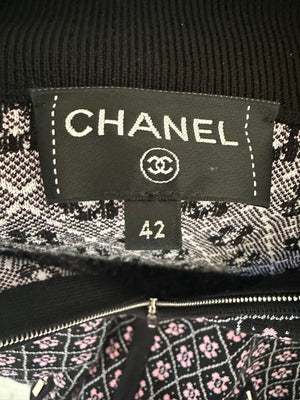 Chanel 23K Pink and Black Two-Piece Knit Tracksuit with Monogram Detail Set Size FR 42 (UK 14) / FR 44 ( UK 16)