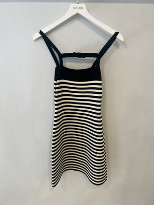 Nina Ricci Black and White Striped Knitted Mini Dress with Bow Detail Size XS (UK 6) RRP £600