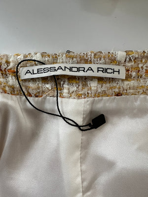 Alessandra Rich Beige, Yellow and Orange Tweed Midi Skirt Size IT 40 (UK 8)