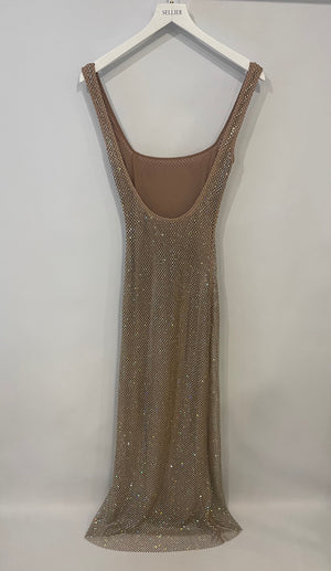 Babyboo Fashion Gold Petra Maxi Dress with Crystals Size XS (UK 6) RRP £198