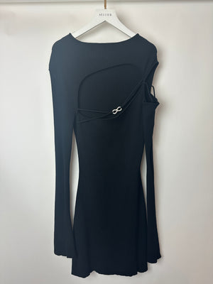 Mach and Mach Black Full Sleeve Chest Cut Out Bow Detail Short Dress Size (UK 12)