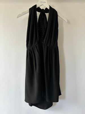 Saint Laurent Black Sleeveless Playsuit with Small Bronze Studs Size FR 40 (UK 12)