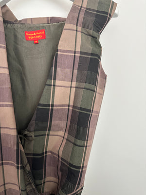 Vivienne Westwood Purple and Green Tartan Midi Dress with Belt Detail Size IT 42 (UK 10)